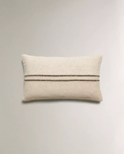 ZARA HOME НАВОЛОЧКА ДЛЯ ДЕКОРАТИВНОЙ ПОДУШКИ С КОНТРАСТНОЙ ЛИНИЕЙ, СВЕТЛО-БЕЖЕВЫЙ