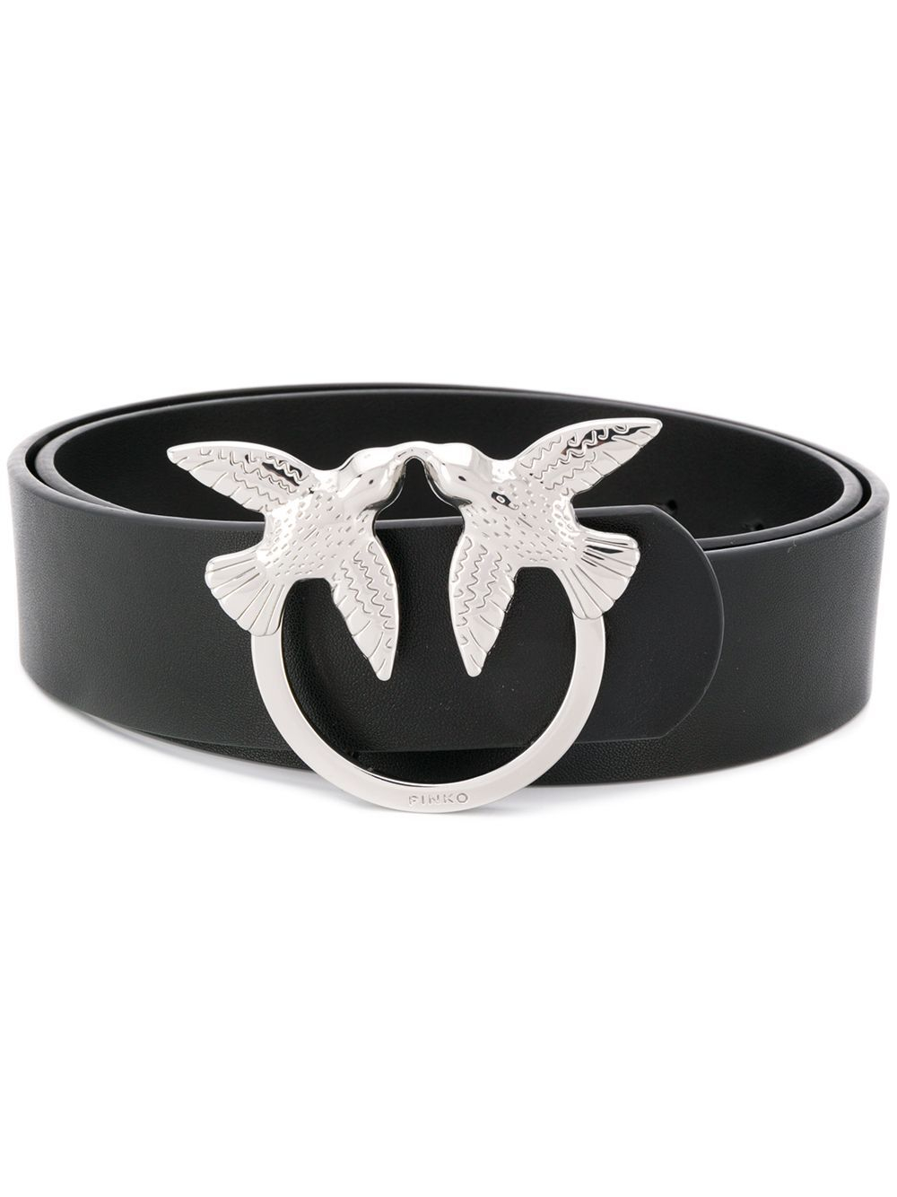 LOVE BIRDS SIMPLY LEATHER BELT - black–silver - L (100 см)