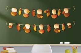 Гирлянда "Грибочки и листочки", рисунок двусторонний, 210 см, 2 шт