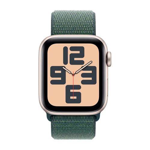 Умные часы Apple Watch SE 2 (2024) GPS, 40mm, Starlight Aluminium Case with Sport Loop, Lake Green (Сияющая звезда)