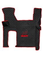Ковры MAN TGX с 2-мя ящиками (автомат) (экокожа, черный, красный кант, красная вышивка)