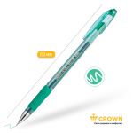Ручка гелевая Crown  с резиновым грипом, зелёная, 0.7мм, стержень игла