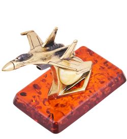 Народные промыслы AM-3664 Фигурка «Истребитель СУ» (латунь, янтарь)