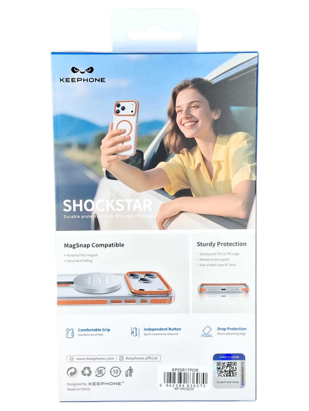 Накладка для i-Phone 17 Pro Keephone Shockstar MagSnap оранжево-прозрачный
