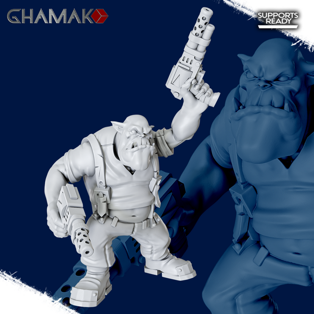 Orks Greenskins Boyz Орк №3 с двумя дакками миниатюра для dnd, днд, pathfinder, фентези, Настольная игра, НРИ, Варгейм, РПГ