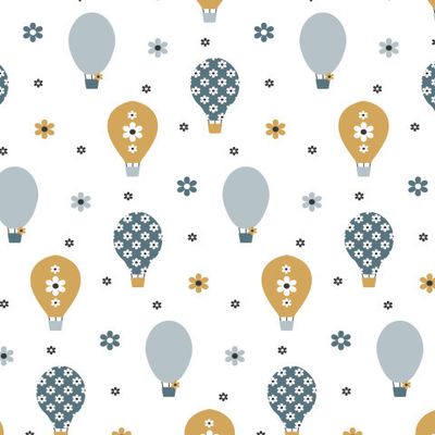 Baby flowers balloons fabric print