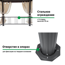 Шатер садовый Green Glade Gexagon Big Beige (сторона 250 см, площадь 16 м²)