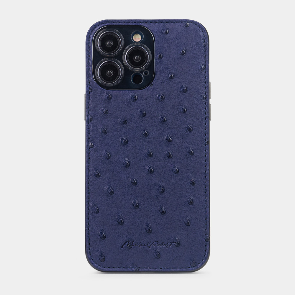 Накладка кожаная для iPhone 15 Pro Max синего цвета