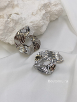 Серьги серебро рифленые изогнутые