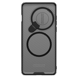 Чехол прозрачный тонированный (Transparent Black) от Nillkin с металлической крышкой и MagSafe на OnePlus 13, серия CamShield Prop Magnetic Case