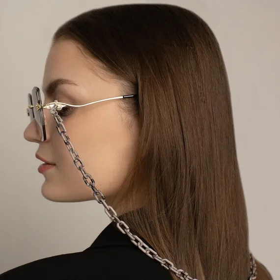 Цепочка для очков "Звенья" тени, цвет коричнево-бежевый, 70 см
