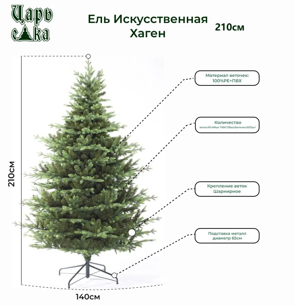 Ель искусственная Царь елка Хаген 210 см ХГ-210