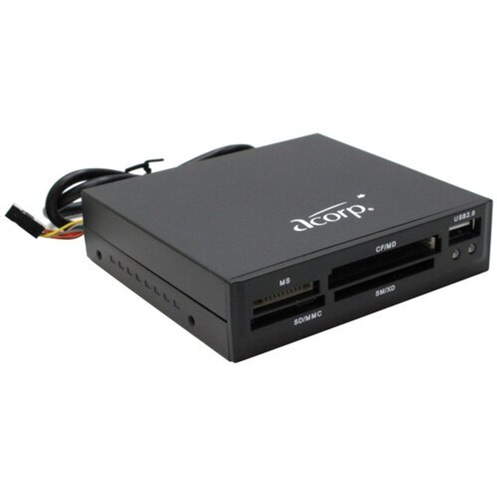 Устройство считывания CardReader Acorp All-in-1, черный, + USB2.0 внутренний (CRIP200-B)