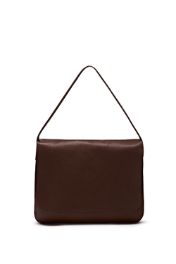 Massimo Dutti Большая сумка из кожи наппа с клапаном - Limited Edition, шоколадно-коричневый