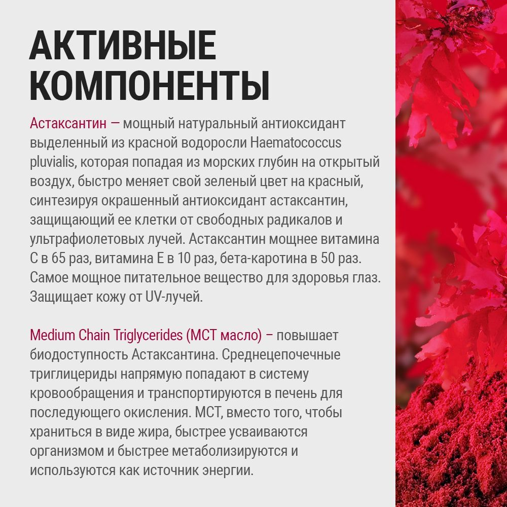 Природный антиоксидант Astaxanthin Forte 330 mg