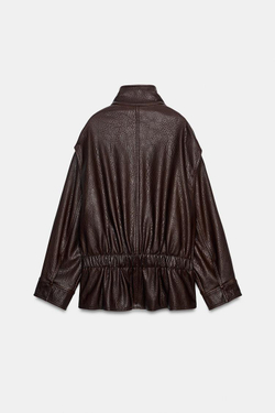 ZARA КУРТКА-БАЙКЕР ИЗ ИСКУССТВЕННОЙ КОЖИ — ZW COLLECTION, ТЕМНО-БОРДОВЫЙ