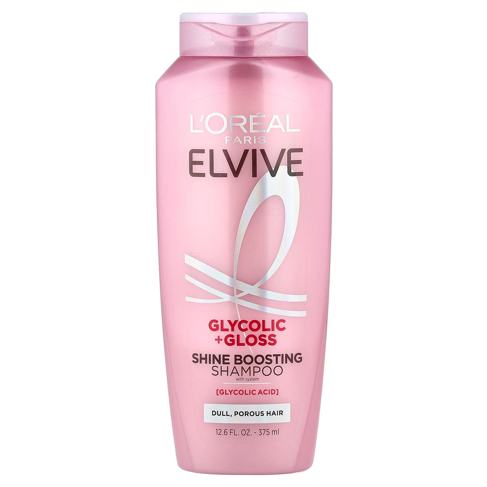 L'Oréal, Elvive, гликолевая + блеск, системный шампунь для усиления блеска, тусклые и порьные волосы, 375 мл (12,6 жидк. унции)