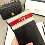 Женские перчатки Gucci — чёрные с молочно-красной отделкой — фото 3