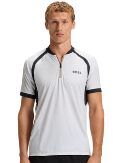 Мужская футболка BOSS Matchball TOC Zip-Neck Slim-Fit - white