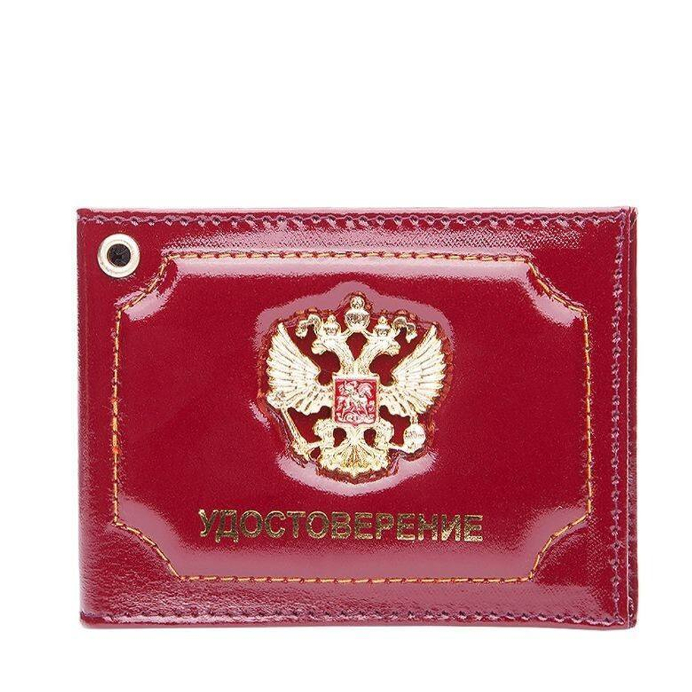 Обложка кожаная красная под удостоверение с мет.орлом