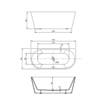 Ванна акриловая Vincea VBT-421-1800, 1800*800*580, цвет белый, щелевой перелив,