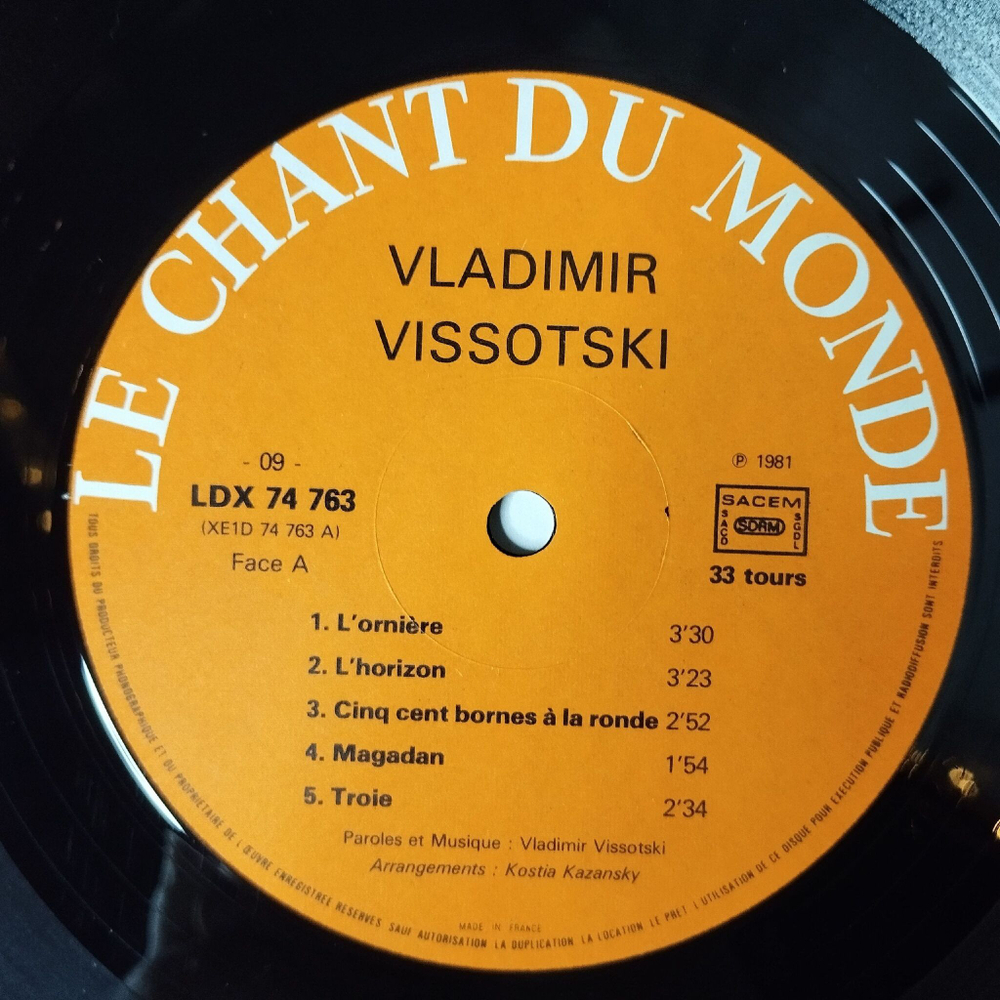 Винтажная виниловая пластинка LP Владимир Высоцкий Прерванный Полет Vladimir Vissotski Le Vol Arrete (Франция 1981)
