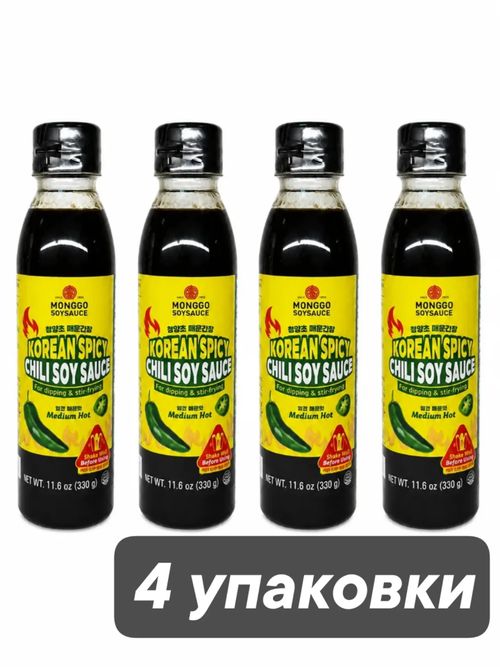 Соевый соус Monggo Korean Spicy среднеострый 330 мл x 4 шт