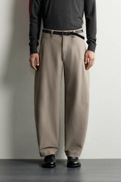 ZARA БРЮКИ BALLOON FIT, СЕРО-КОРИЧНЕВЫЙ