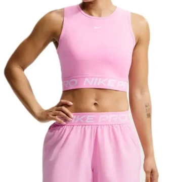 Женский топ теннисный Nike Pro Dri-Fit Cropped - pink rise/white