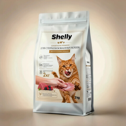 Сухой корм Shelly для стерилизованных кошек мясное ассорти с ягодами