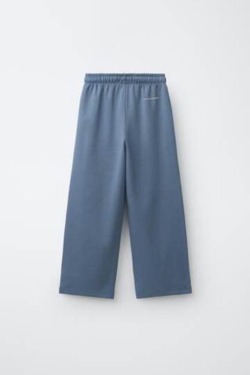 ZARA БРЮКИ STRAIGHT ИЗ ТКАНИ ИНТЕРЛОК, ПАСТЕЛЬНО-СИНИЙ