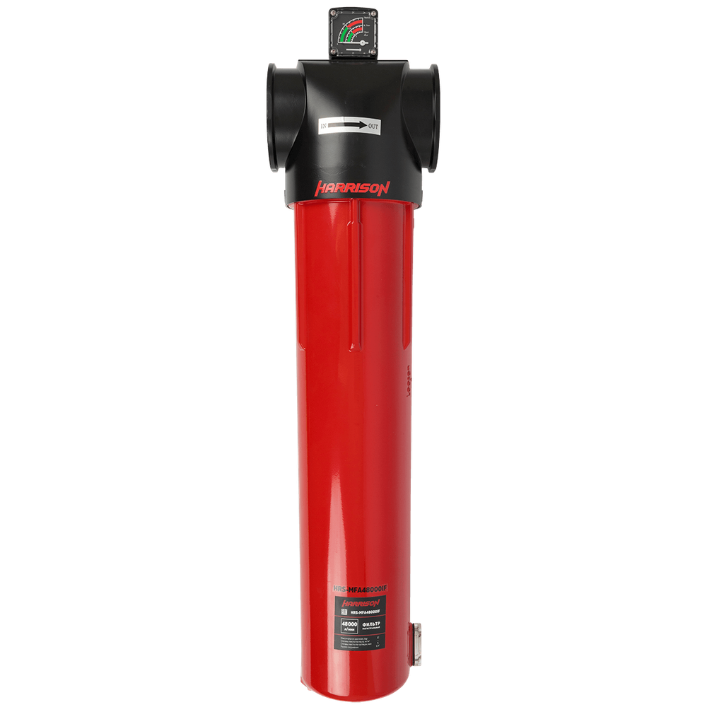 HRS-MFD48000IF Фильтр магистральный 0,01 мкм с дифференциальным манометром, 48000 л/мин, 12 бар, G 3", остаточное содержание масла: 0,001 мг/м3