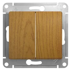 Переключатель проходной двухклавишный Systeme Electric Glossa Дуб GSL000565