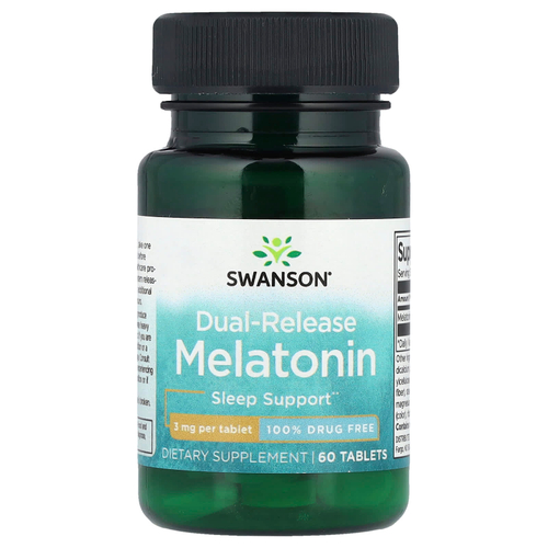 Swanson Vitamins, мелатонин, двойное высвобождение, 3 мг, 60 таблеток