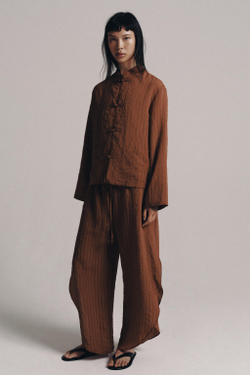 ZARA РУБАШКА В ПОЛОСКУ С ЗАСТЕЖКОЙ НА КЛЕВАНТЫ ZW COLLECTION, ЦВЕТ ЖЖЕНОГО АПЕЛЬСИНА