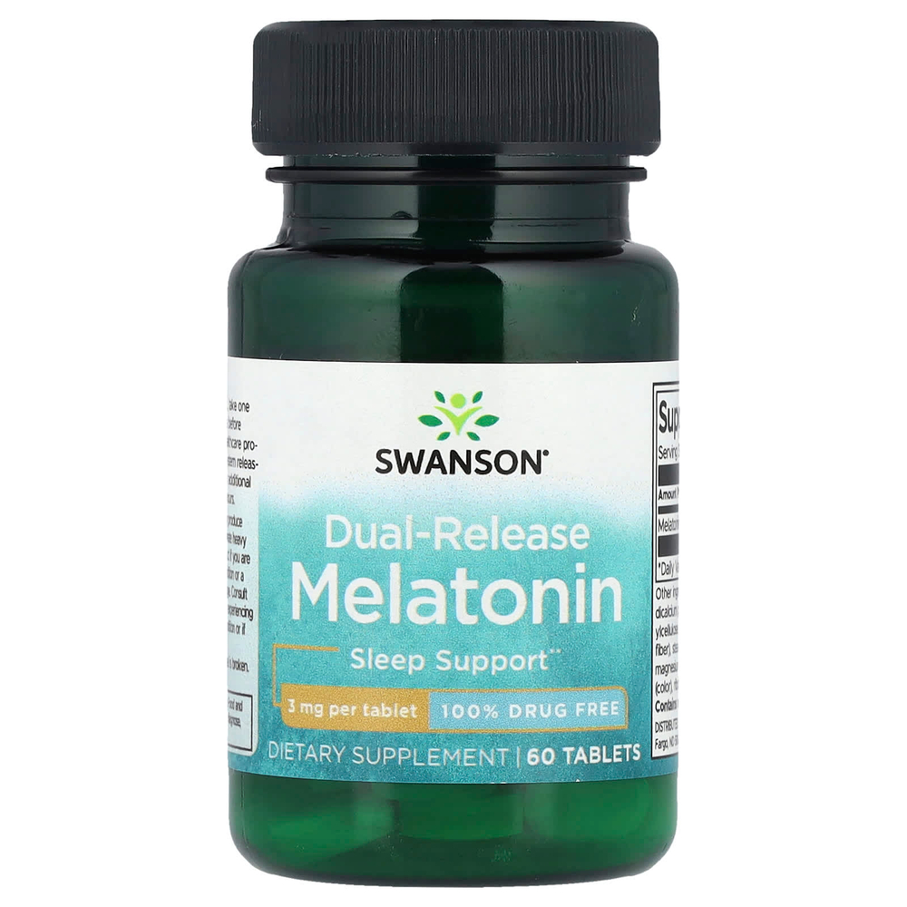 Swanson Vitamins, мелатонин, двойное высвобождение, 3 мг, 60 таблеток