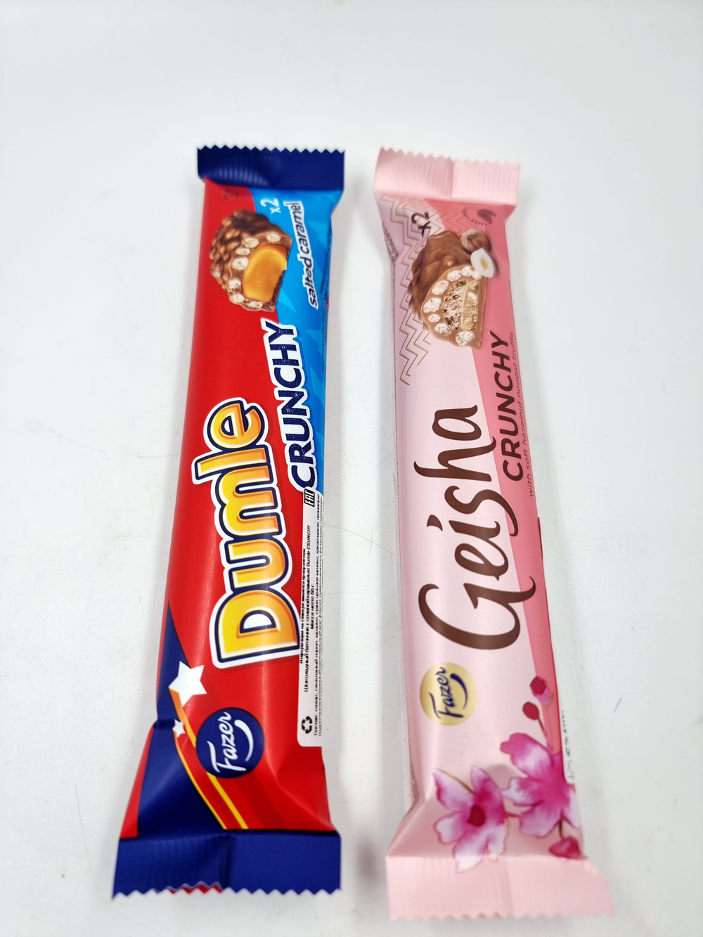 Fazer Батончики с воздушным рисом в шоколаде Geisha Crunchy и Dumle Crunchy (50 г+55 г) 105 г (из Финляндии)