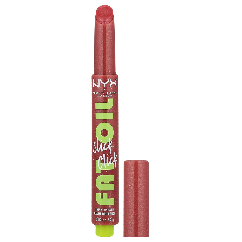 NYX Professional Makeup, Fat Oil Slick Click, блестящий бальзам для губ, 03 фильтр не нужен, 2 г (0,07 унции)