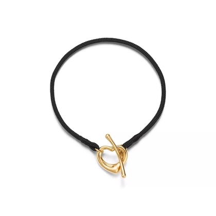 Браслет из жёлтого золота на шнурке, Tiffany 💠 Open heart 16mm - В наличии