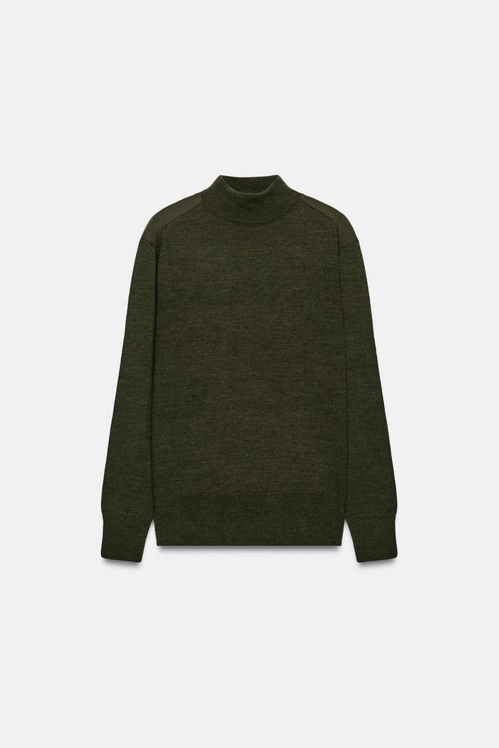 ZARA СВИТЕР С КОНТРАСТНЫМИ ВСТАВКАМИ НА ПЛЕЧАХ, ХАКИ