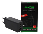 Сетевое зарядное устройство Patona Premium GaN PD65W 2xUSB-C 1xUSB-A
