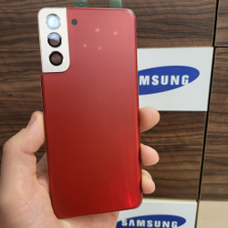 Крышка для Samsung S21 Plus - задняя стеклянная панель премиум качество (красного цвета)