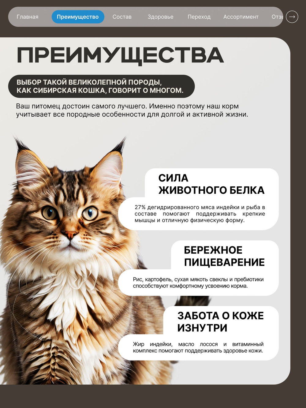 Корм сухой для взрослых кошек породы Сибирская кошка, с лососем, 400 гр, QUATTRO