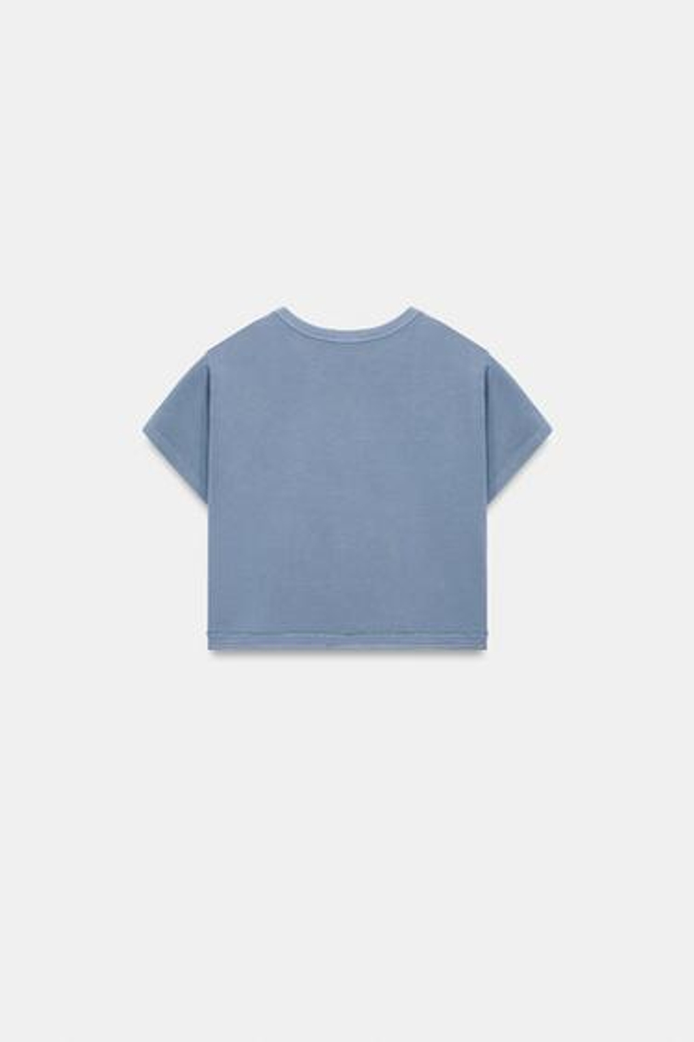 ZARA УКОРОЧЕННАЯ ФУТБОЛКА С ЭФФЕКТОМ ПОТЕРТОСТИ, ЯРКО-СИНИЙ