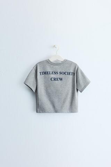 ZARA TIMELESS — ФУТБОЛКА С ПРИНТОМ, СЕРЫЙ МЕЛАНЖ