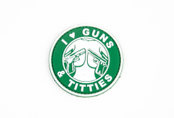 Шеврон I Love Guns & Titties PVC 6см. Олива