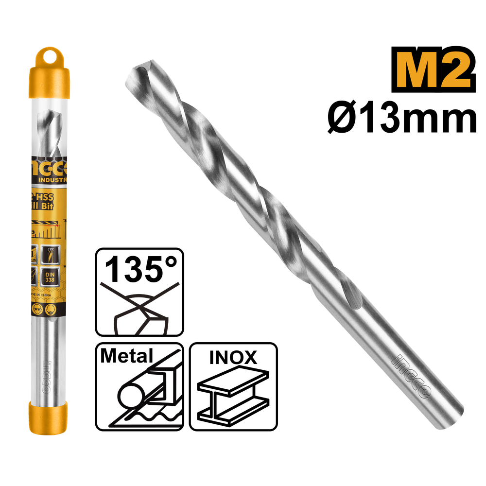 Сверло по металлу М2 HSS 13x151х101мм INGCO DBT1111301 INDUSTRIAL