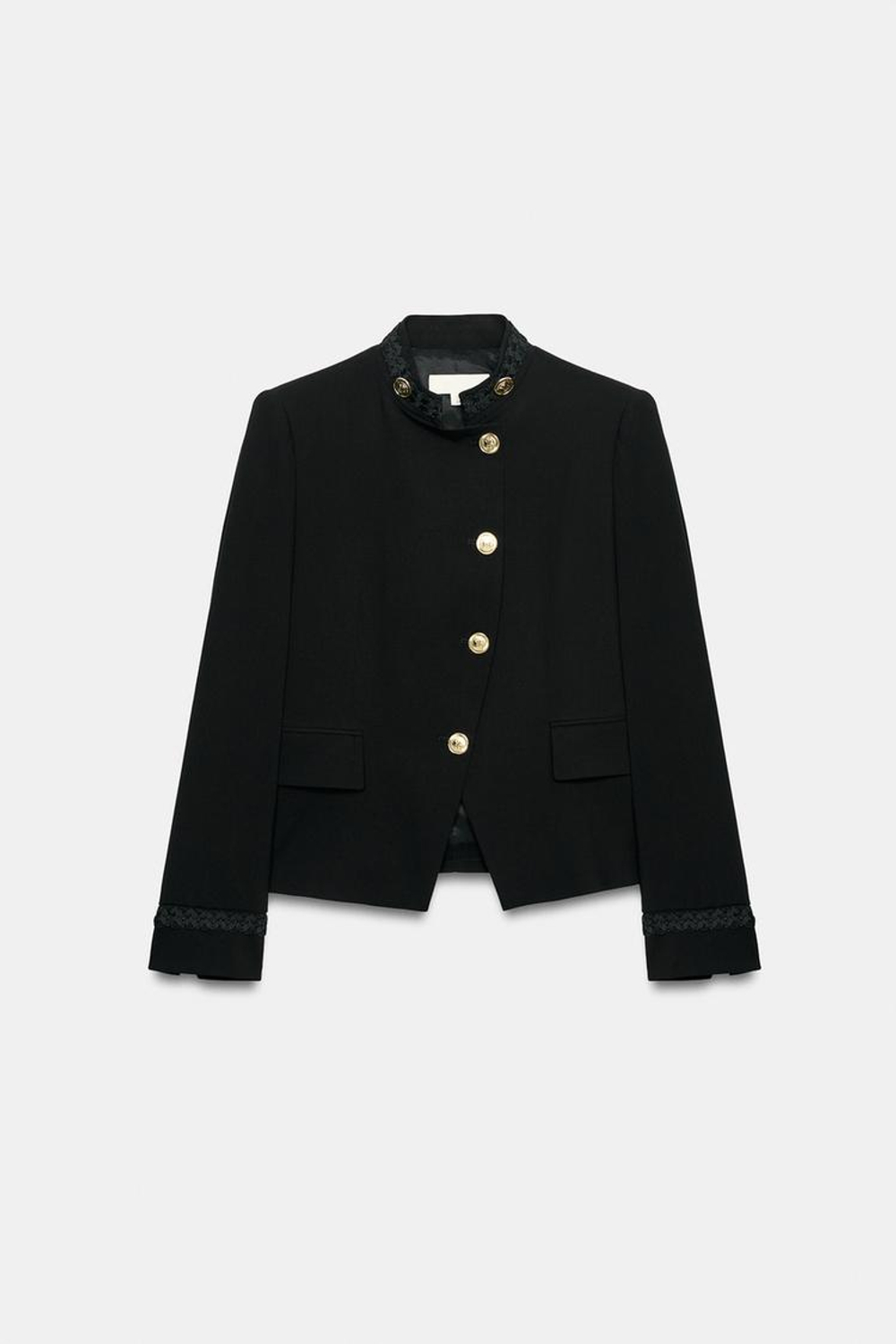 ZARA ДВУБОРТНЫЙ БЛЕЙЗЕР С ТЕКСТУРНОЙ ОТДЕЛКОЙ, ЧЕРНЫЙ