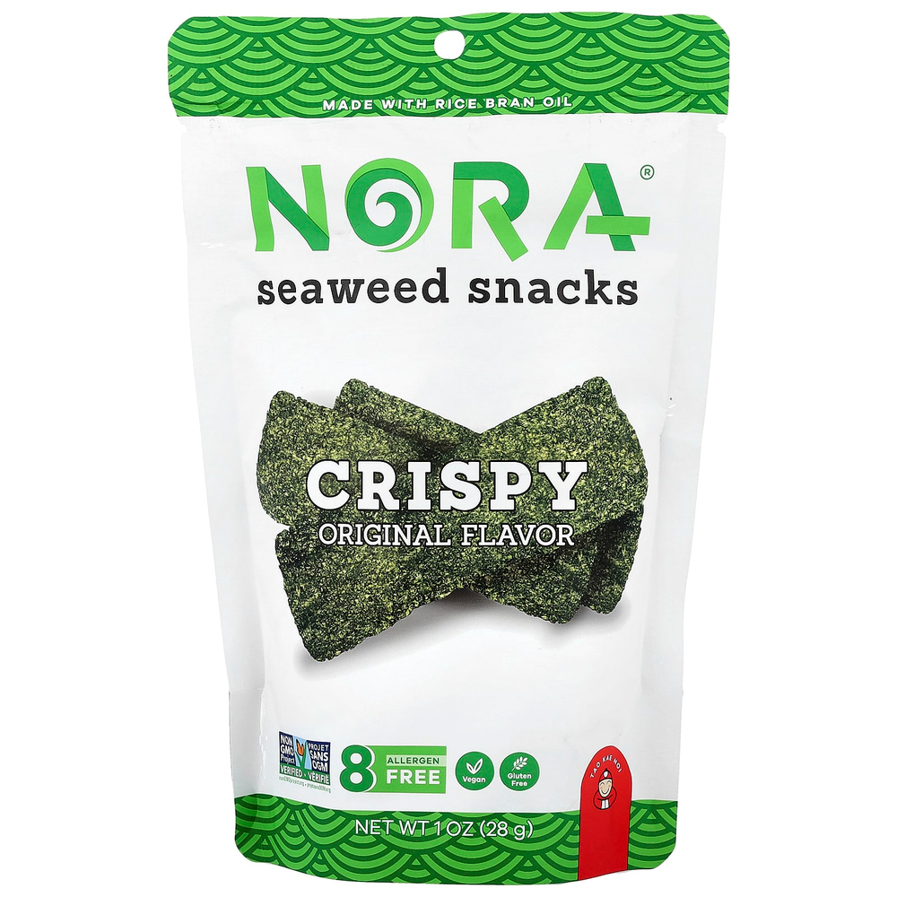 Nora Snacks, снеки из морских водорослей, хрустящие, оригинальные, 28 г (1 унция)