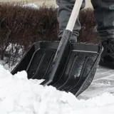 Лопата для уборки снега, полипропилен, 405х410х1470 мм, деревянный черенок — фото 6